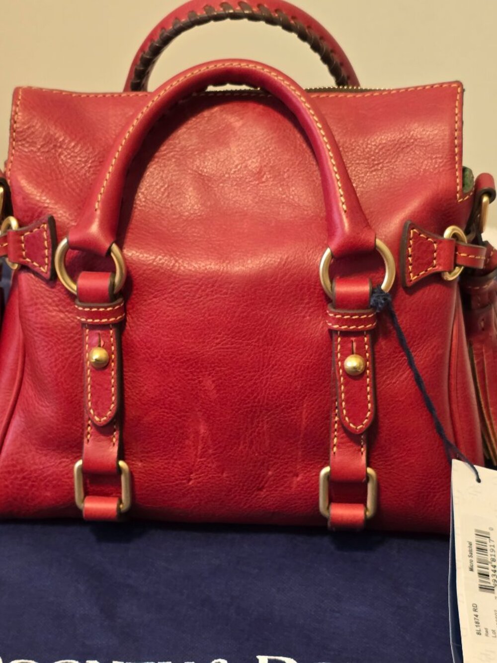 Dooney & Bourke Florentine Micro Satchel Crossbody w/ Matching Wallet (Red) - Picture 5 of 10